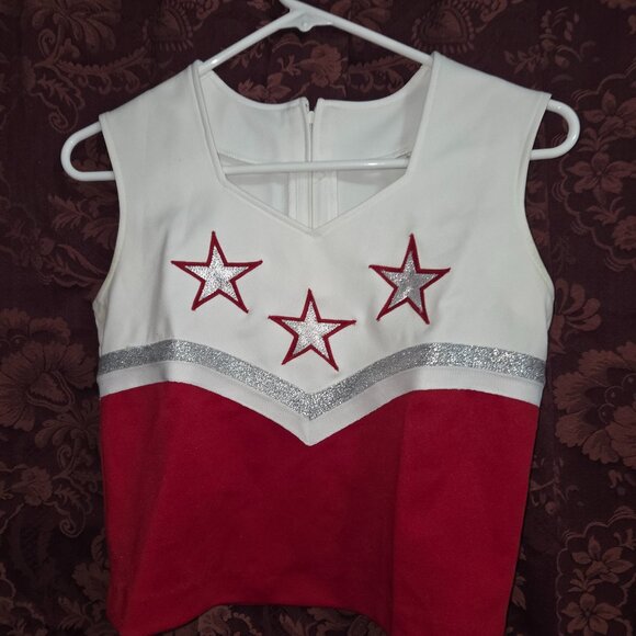 Red White School Pep Threads Cheerleading Cheer Uniform Size 10 Belt Not Include - Picture 1 of 10